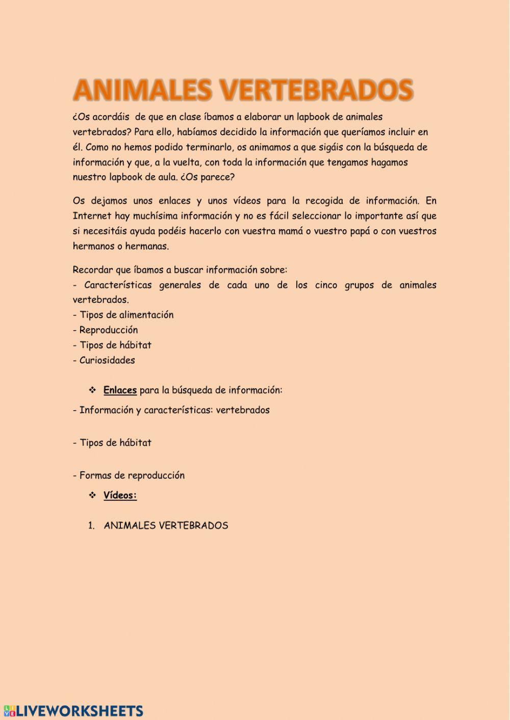 Información animales vertebrados