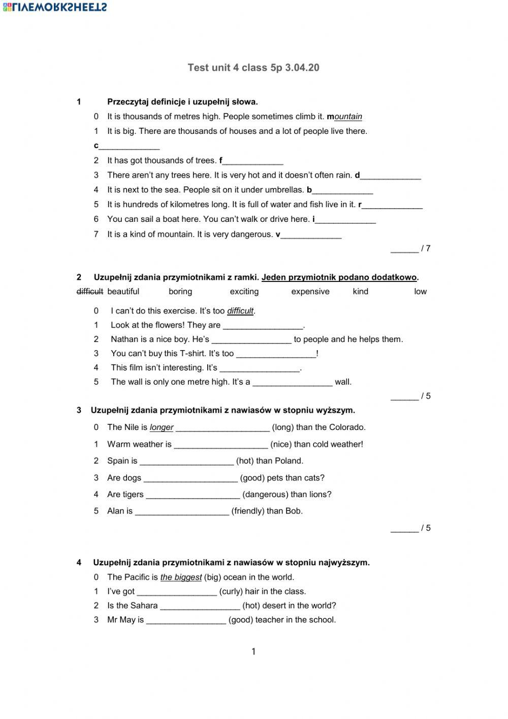 Comparative and superlative adjectives