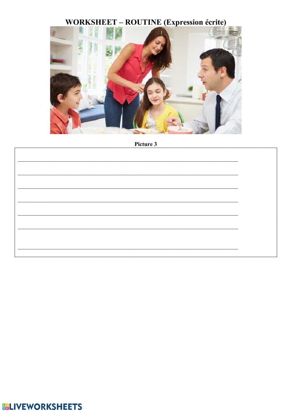 Y7 - Worksheet - routine - photos - EE