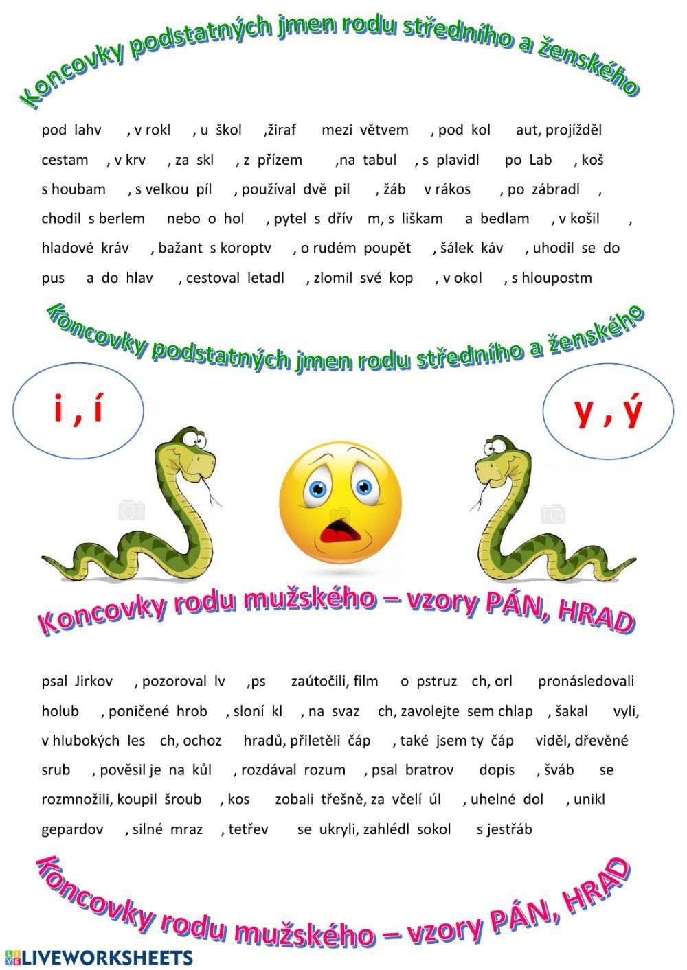 Koncovky podstatných jmen Koncovky podstatných jmen