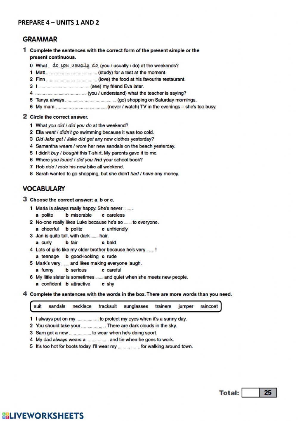 4th year, Units 1 and 2