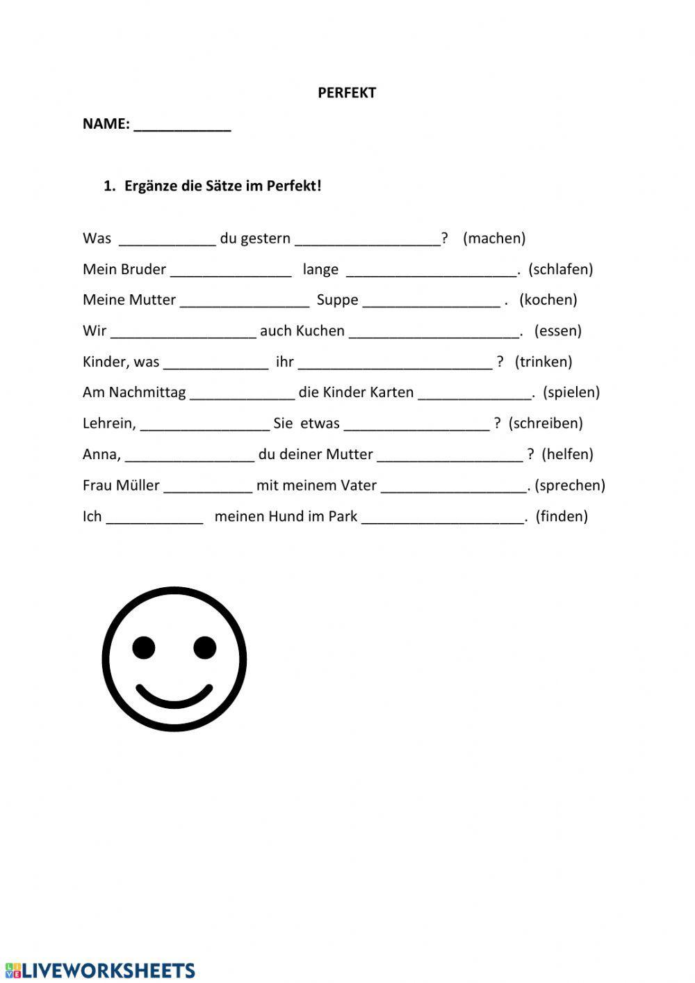 Perfekt (regelmäßige und unregelmäßige Verben)