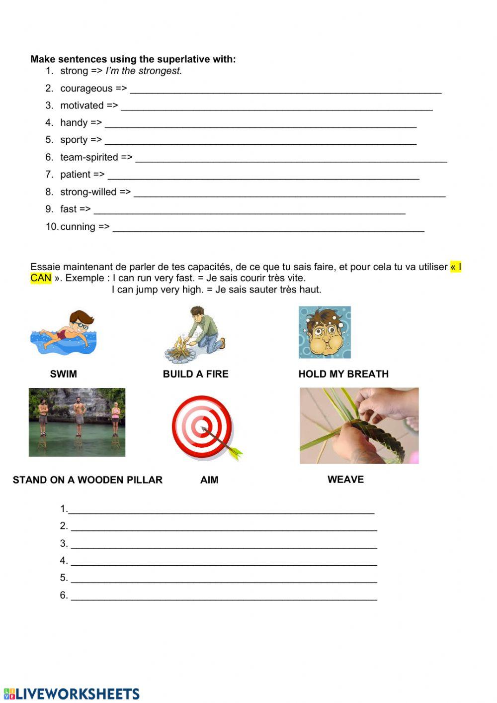 Unit 6: Survivor worksheet 4