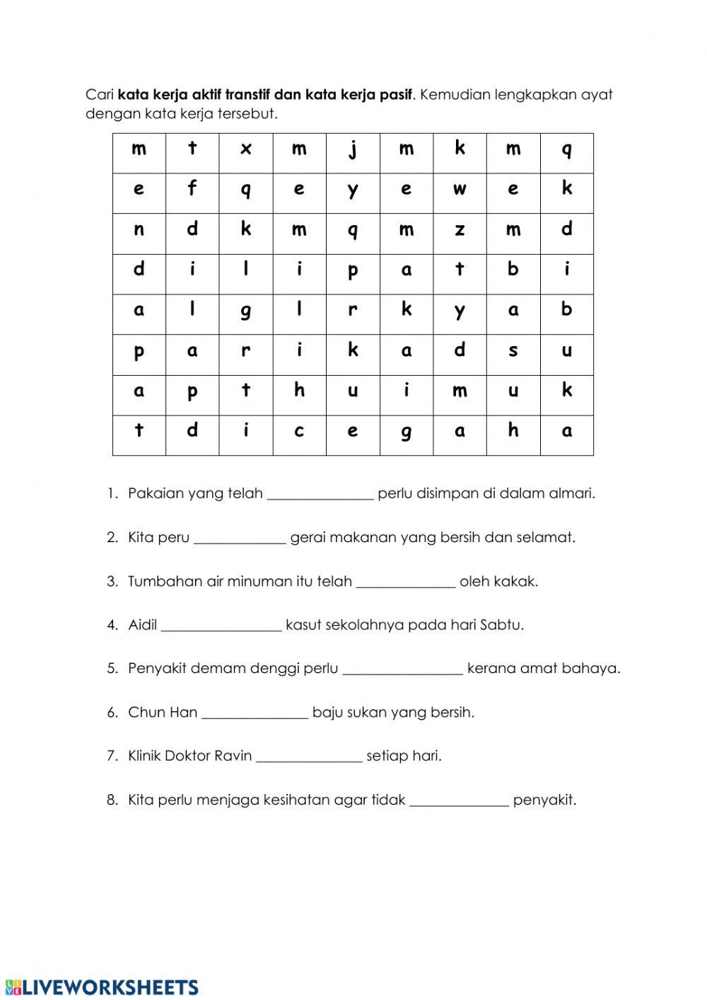Kata Kerja Aktif Transitif dan Kata Kerja Pasif