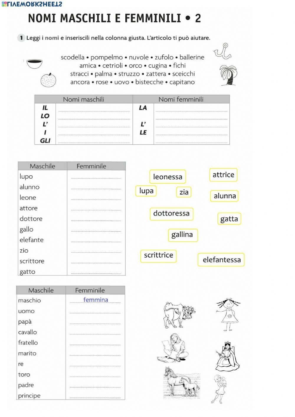 Nomi maschili e femminili 2