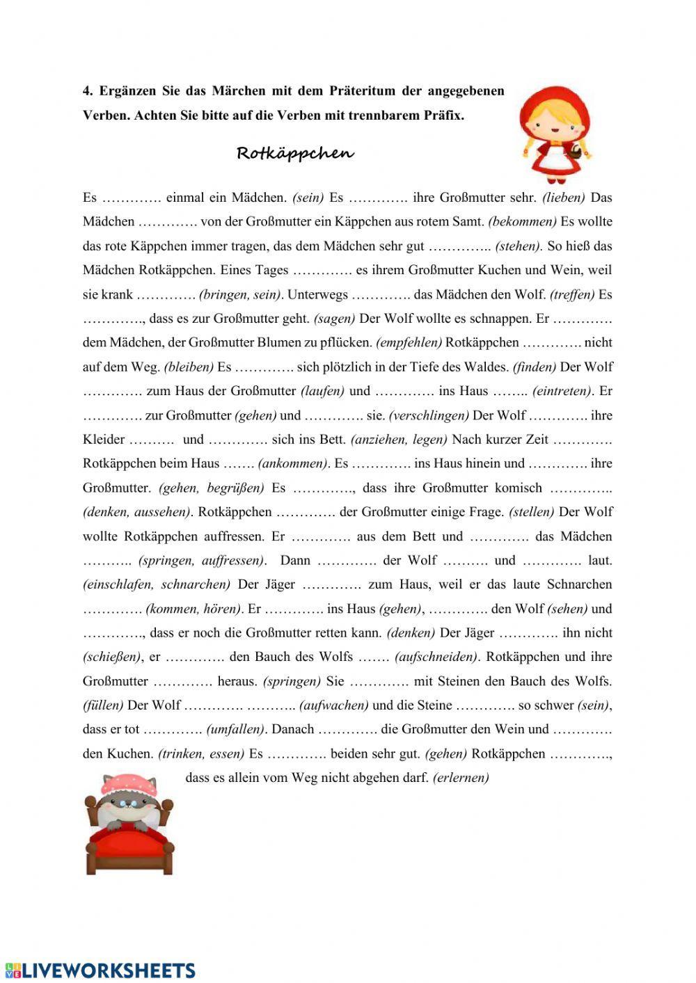 Rotkäppchen - Präteritum (mit Bildern)