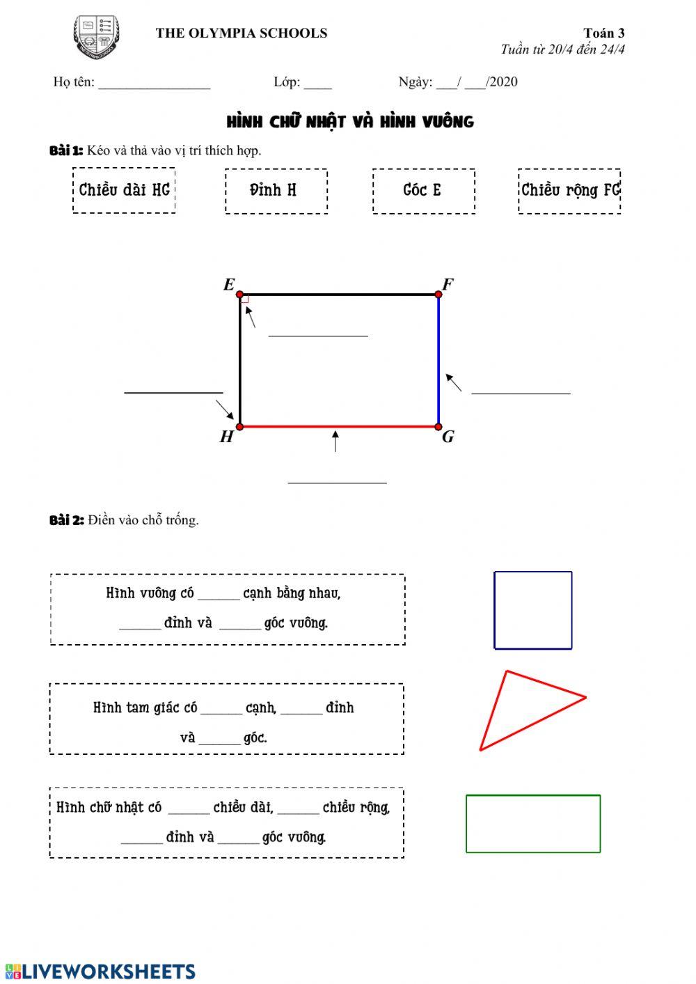 Hình chữ nhật, hình vuông