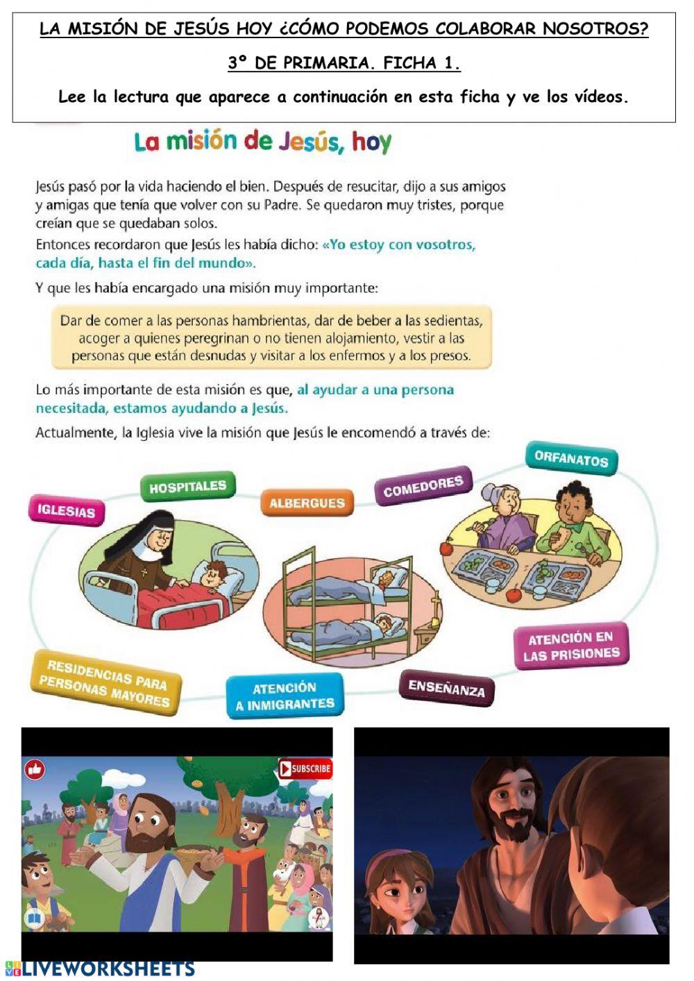 La misión de Jesús hoy ¿cómo podemos colaborar nosotros? 3º de Primaria Tierno Galván