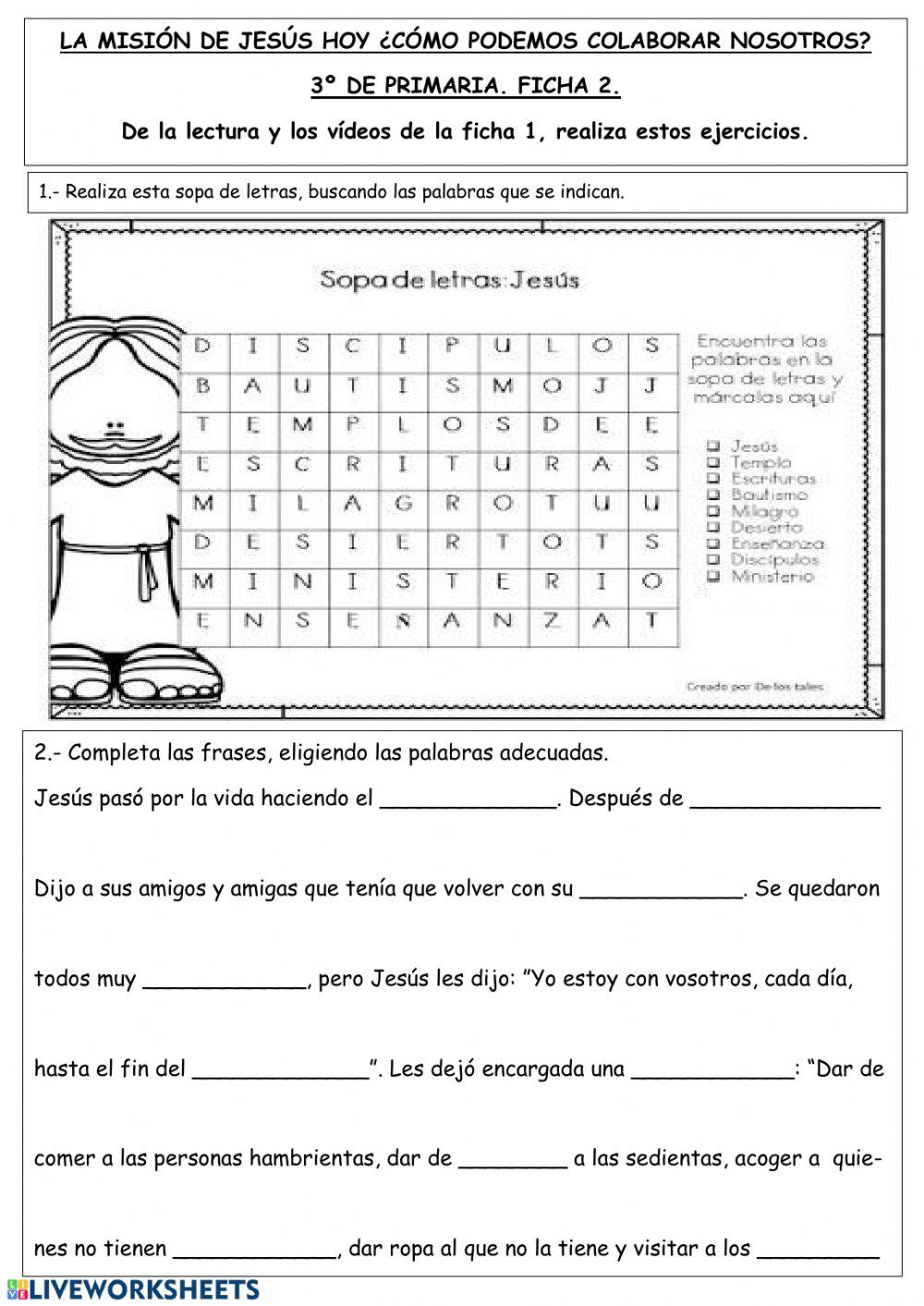 La misión de Jesús hoy ¿cómo podemos colaborar nosotros? 3º de Primaria Tierno Galván La misión de Jesús hoy ¿cómo podemos colaborar nosotros? 3º de Primaria Tierno Galván