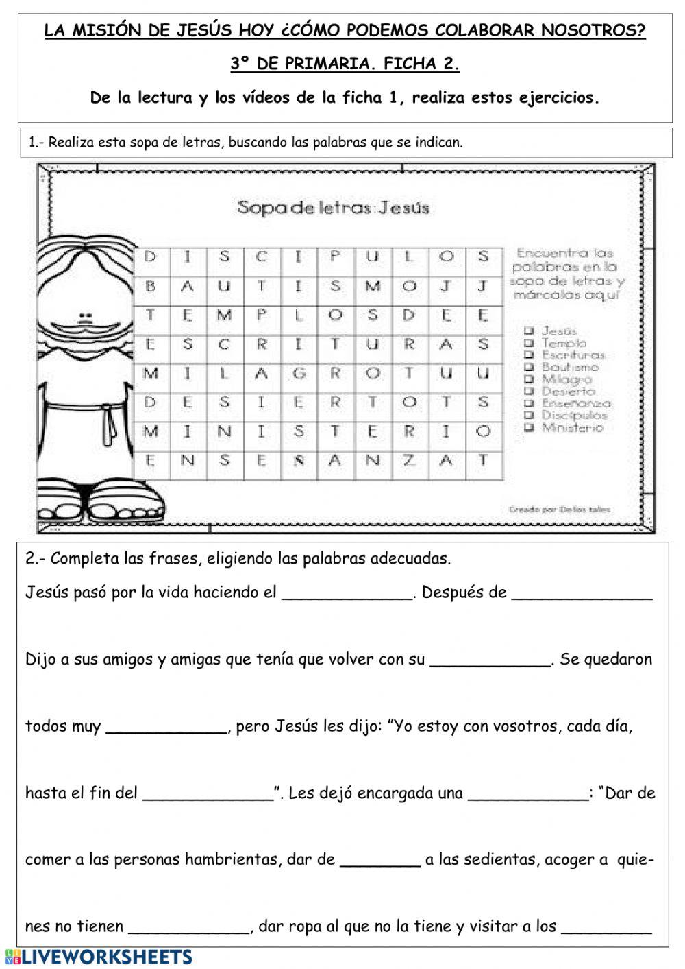 La misión de Jesús hoy ¿cómo podemos colaborar nosotros? 3º de Primaria Tierno Galván