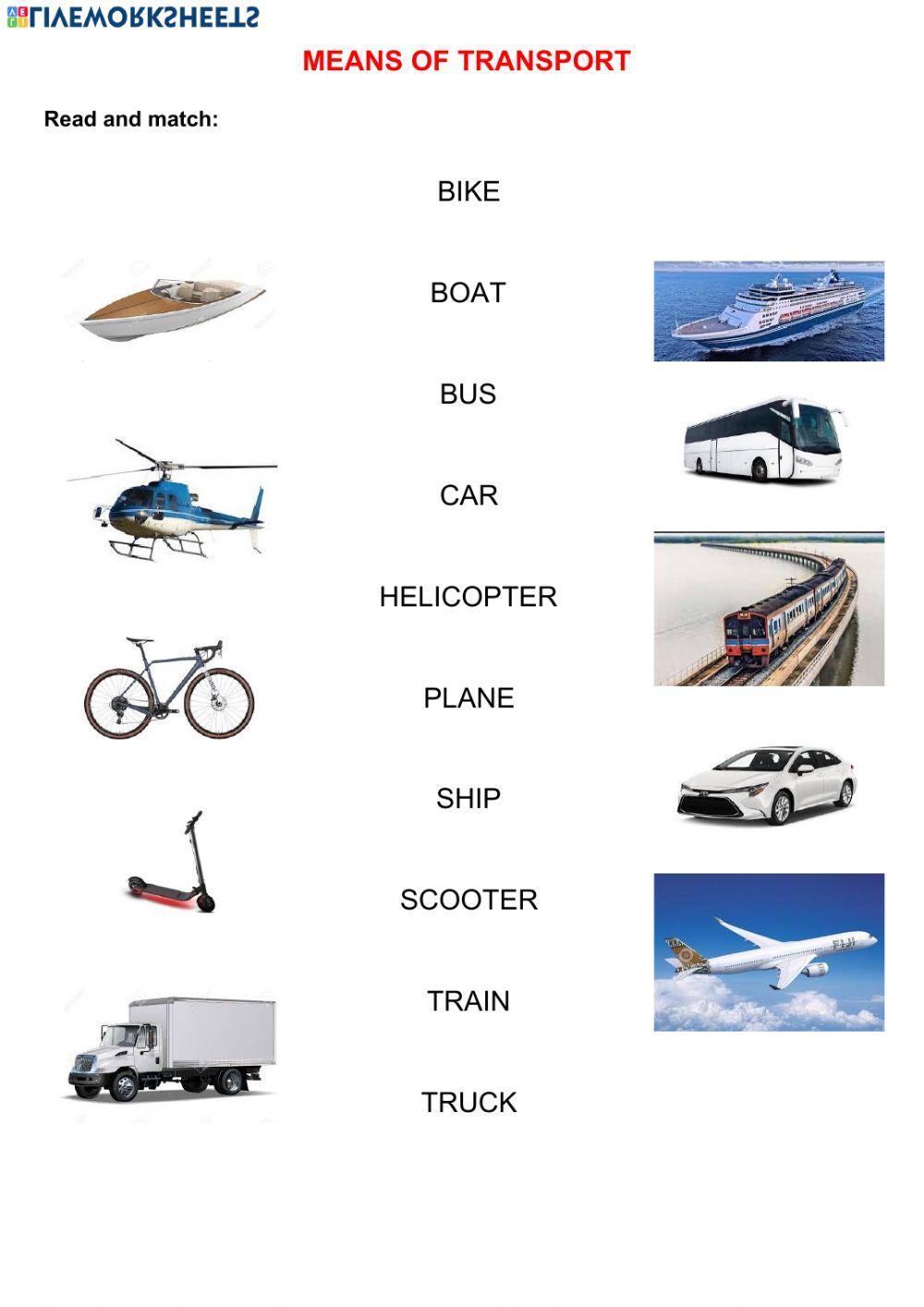 Means of transport-Read and match