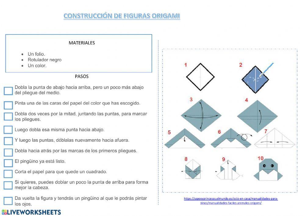 Instrucciones de figura origami.