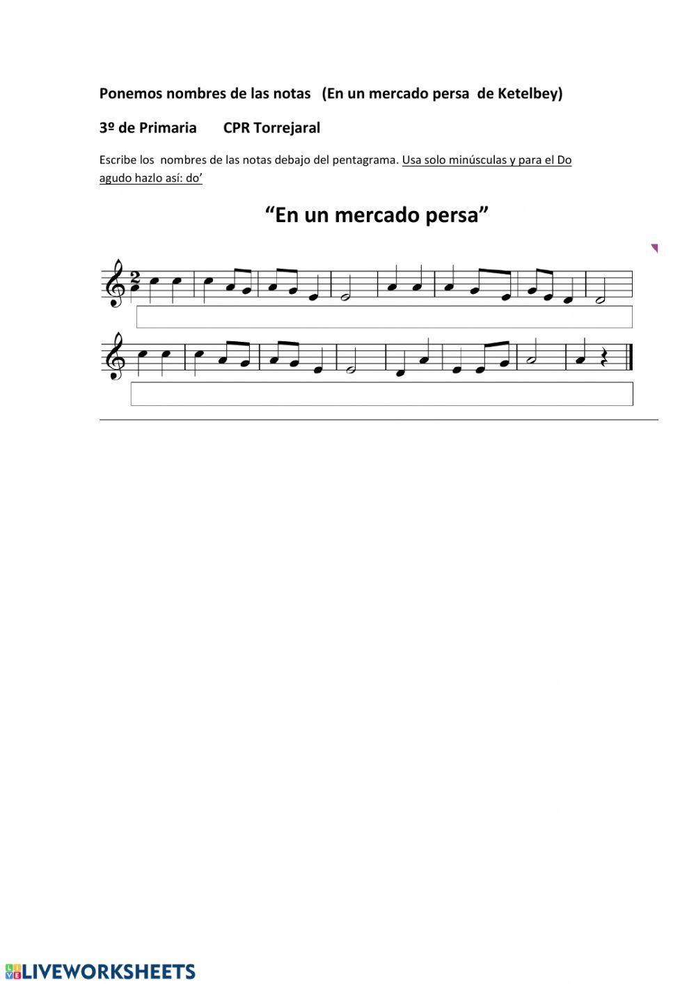 Ponemos notas: -En un mercado persa-