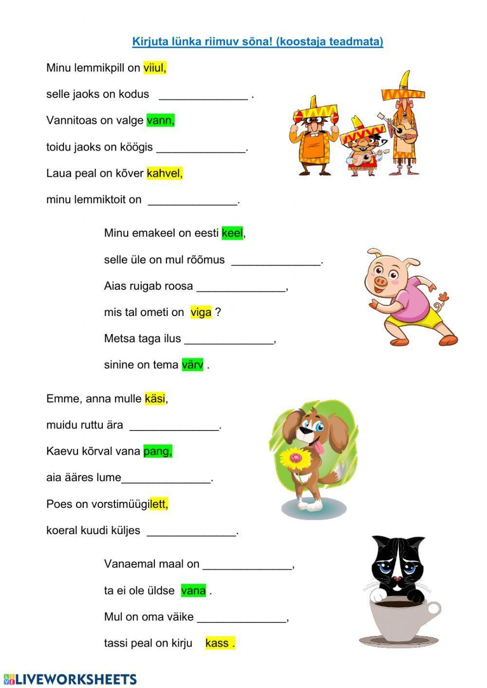 Riimuvad sõnad Riimuvad sõnad
