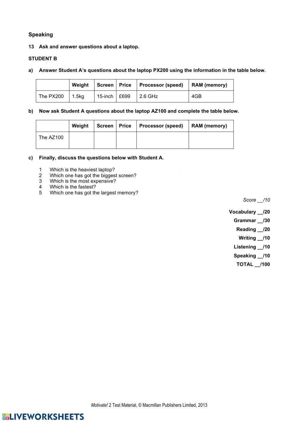 Motivate! 2 Progress Test Standard Unit 5