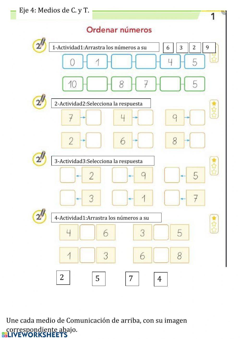 Repaso números hasta 10: anterior-posterior