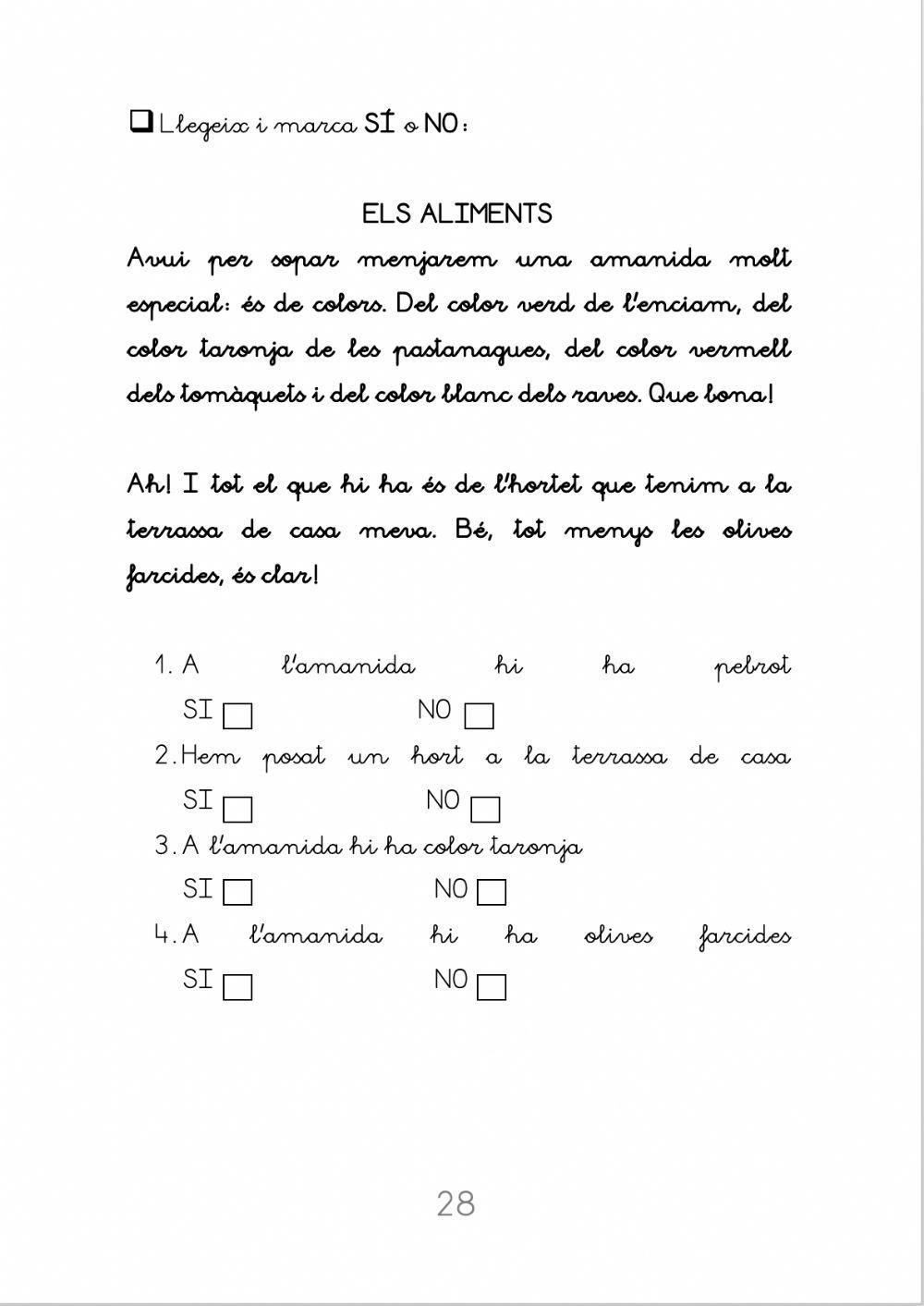 Comprensió els aliments