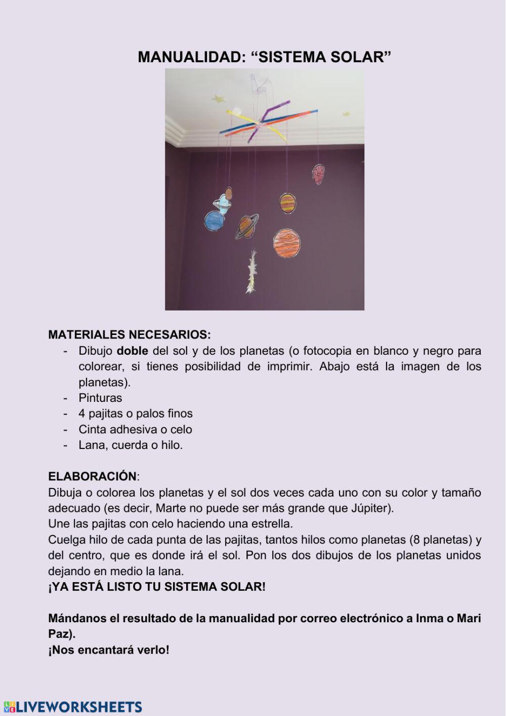 Manualidad del Sistema solar