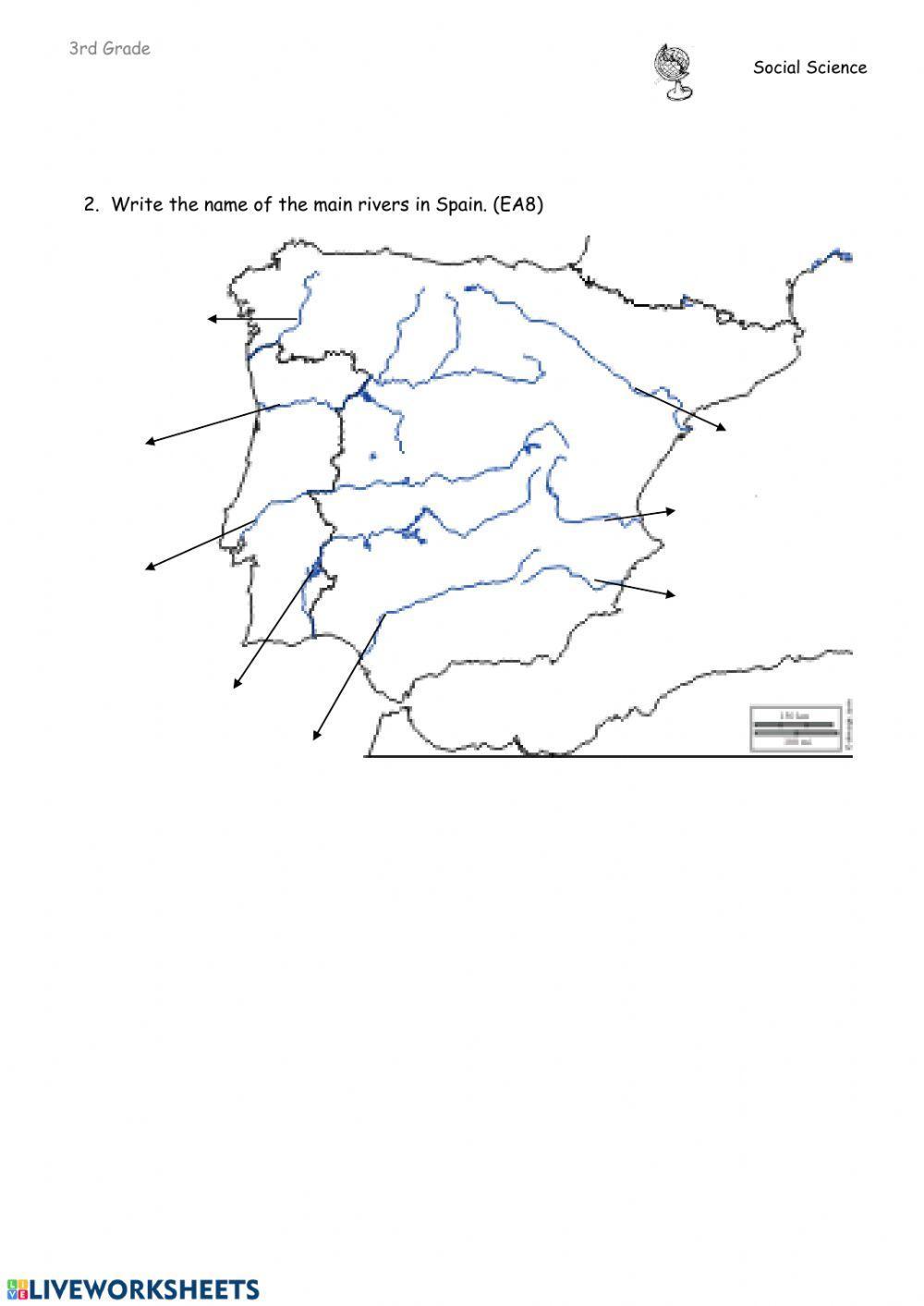 Physical map of spain