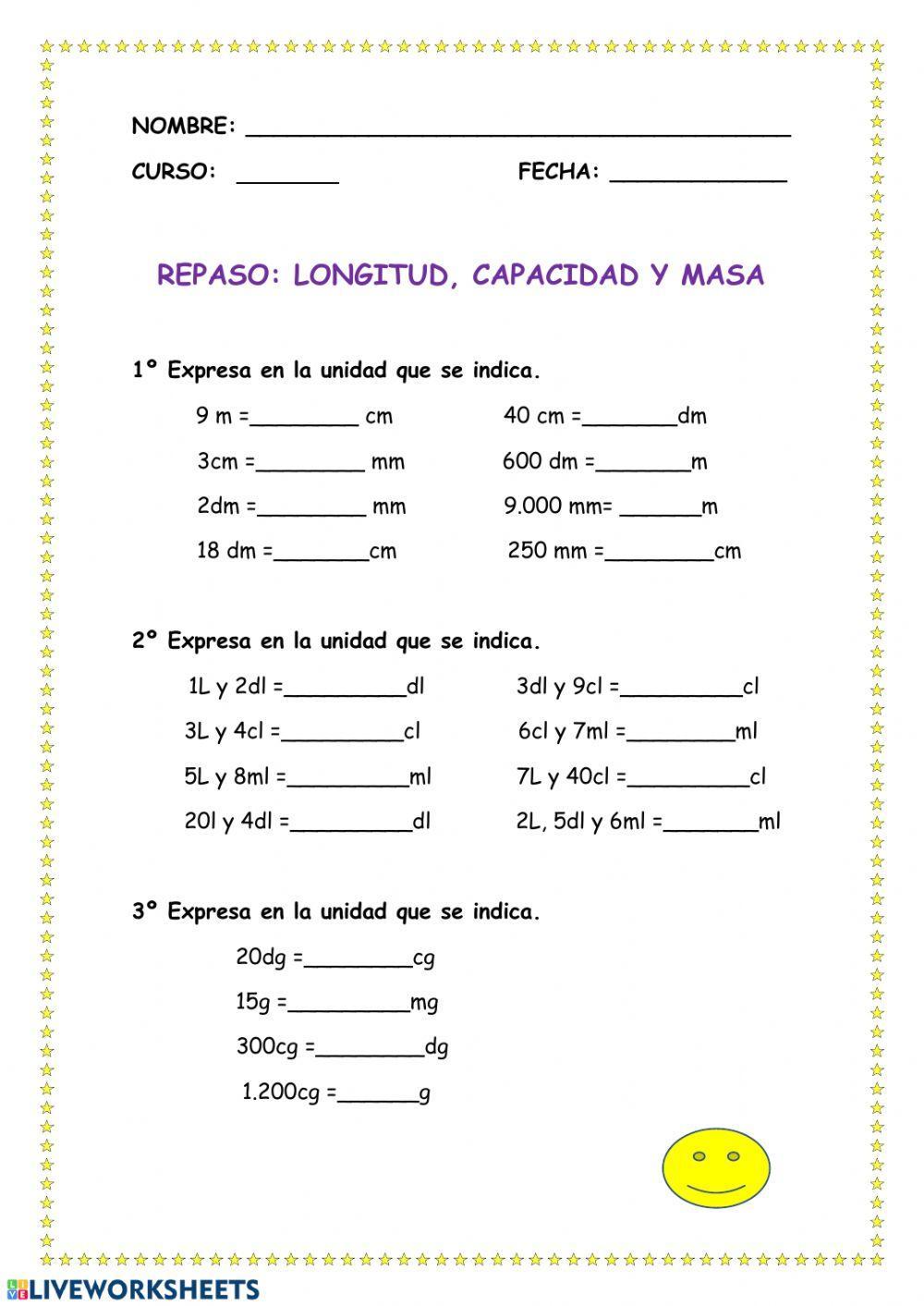 Repaso: LONGITUD, CAPACIDAD Y MASA