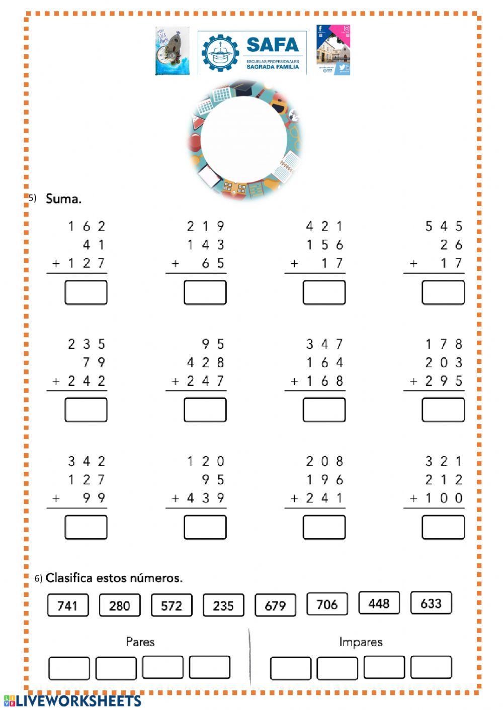 2º Trimestre. 2º Primaria. Numeración Básica, Problemas, Sumas-Restas con llevada