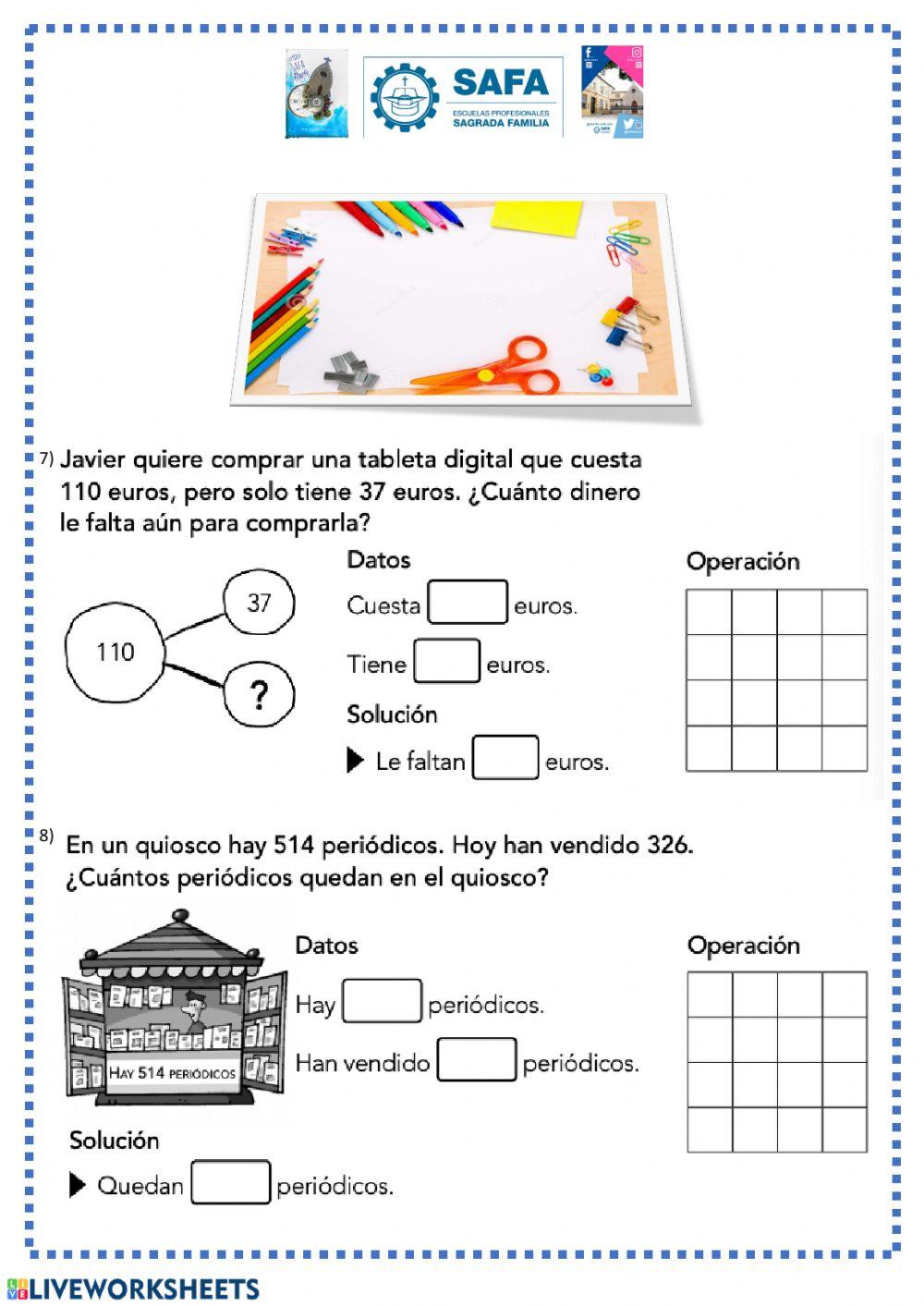 2º Trimestre. 2º Primaria. Numeración Básica, Problemas, Sumas-Restas con llevada