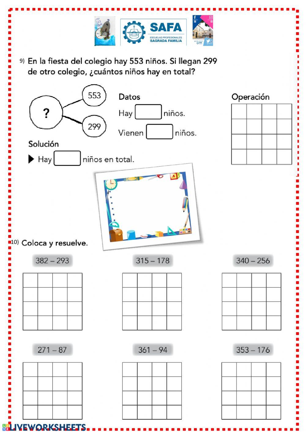 2º Trimestre. 2º Primaria. Numeración Básica, Problemas, Sumas-Restas con llevada