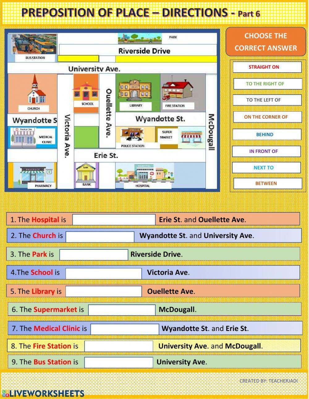 Prepositions of Place part 6-Directions Prepositions of Place part 6-Directions