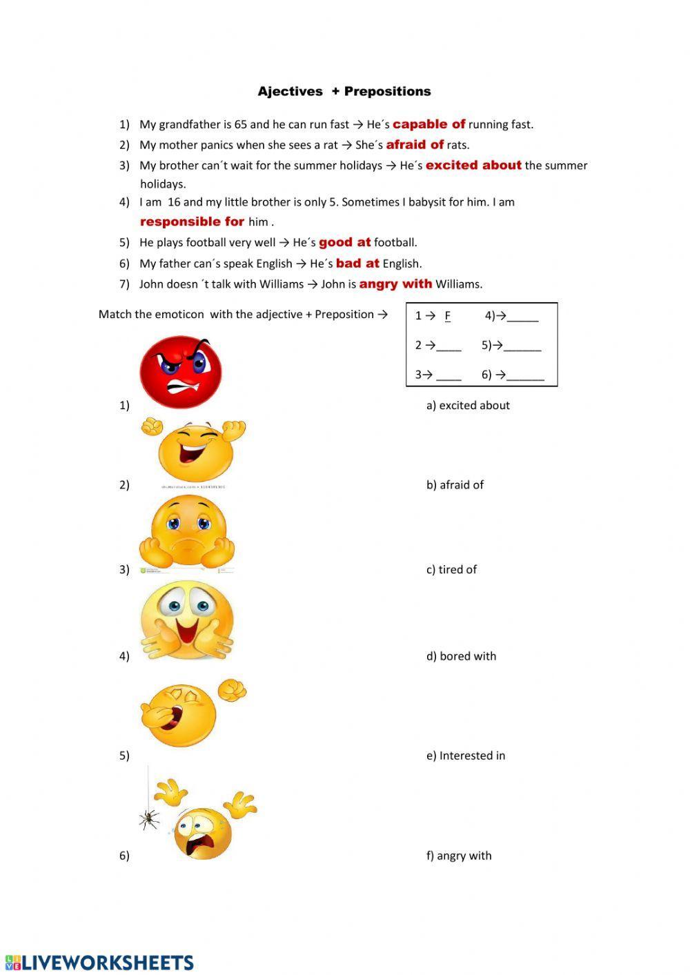 Adjective - preposition collocations