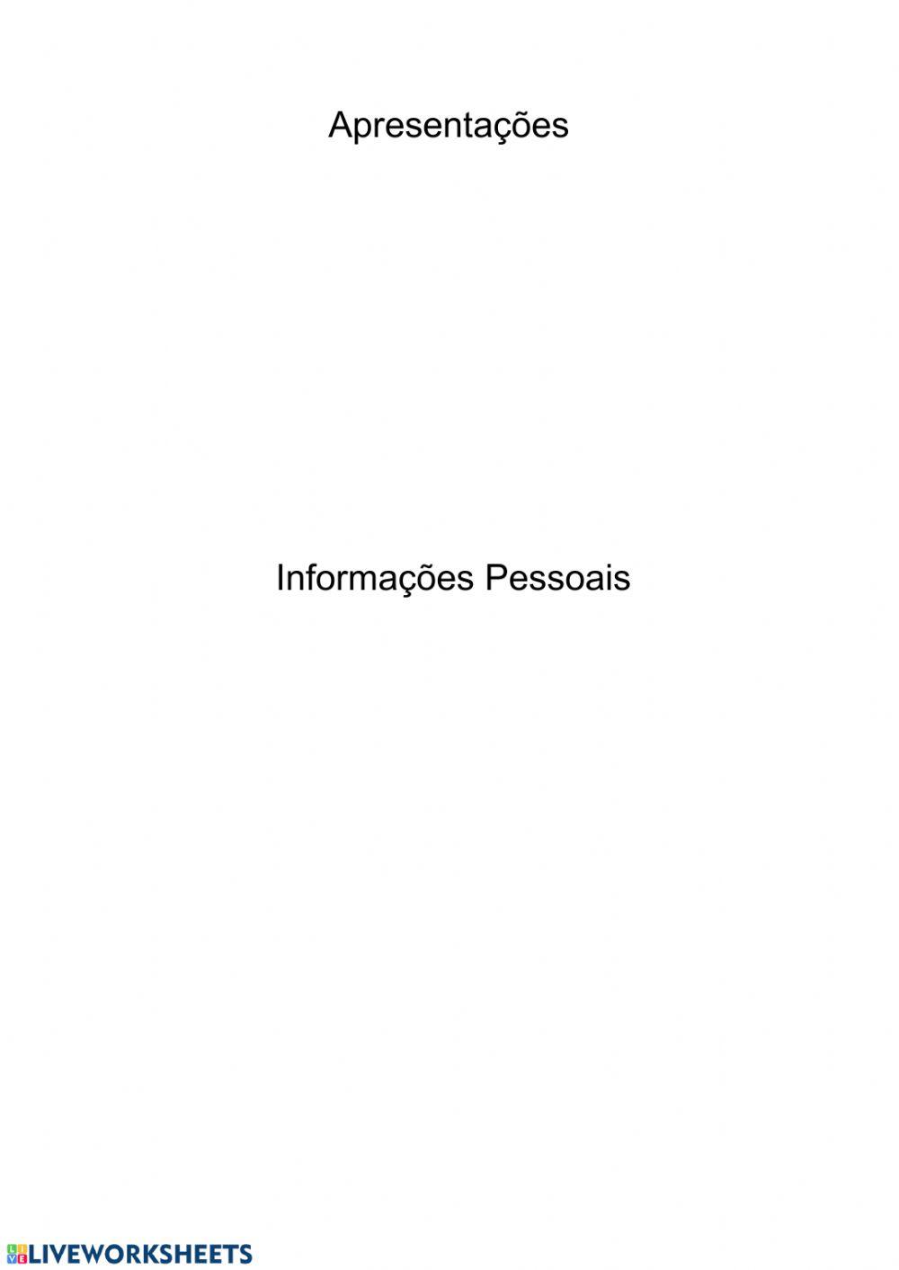 Apresentações, Informações Pessoais