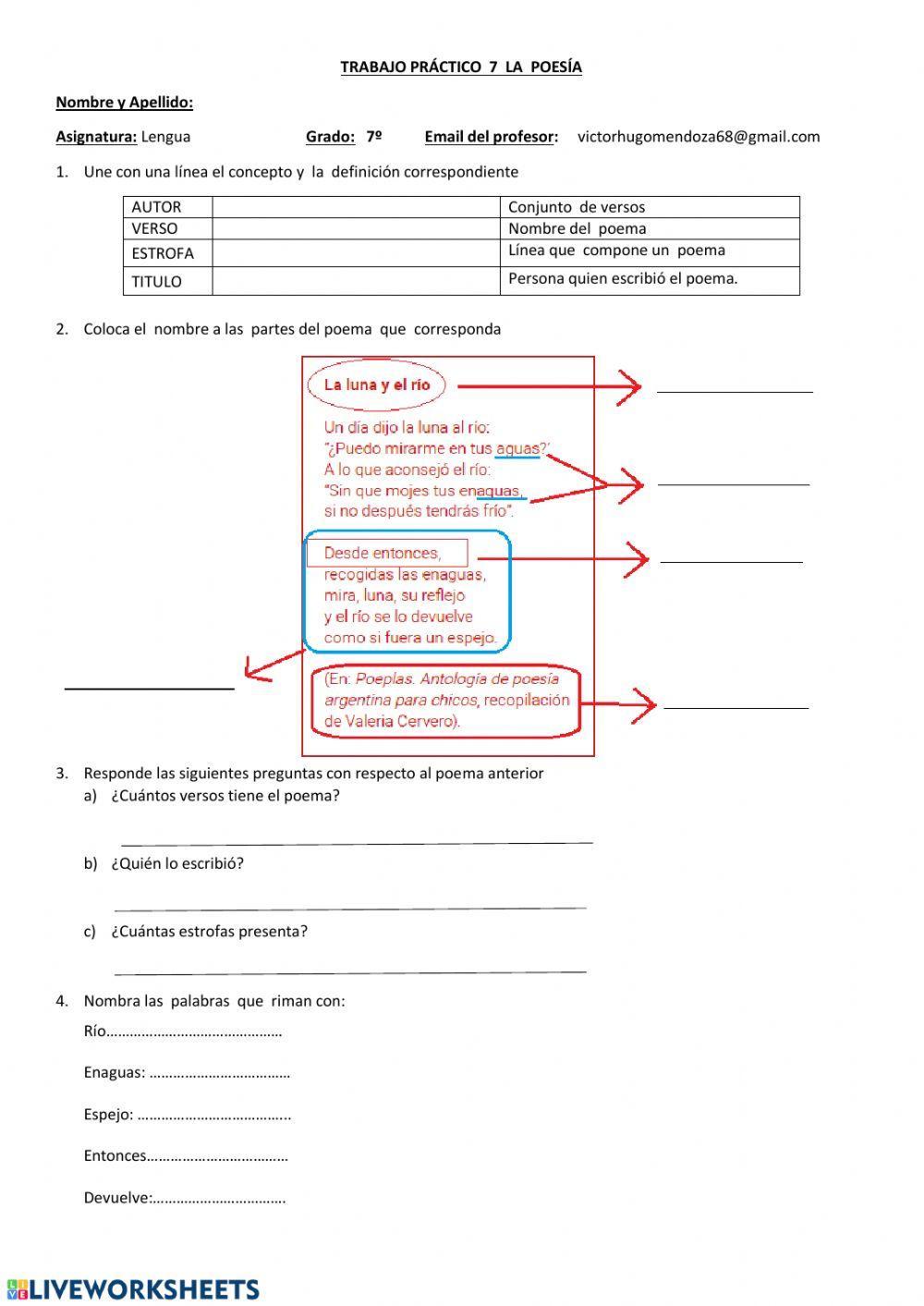 El Poema Worksheet Live Worksheets El Poema Worksheet Live Worksheets