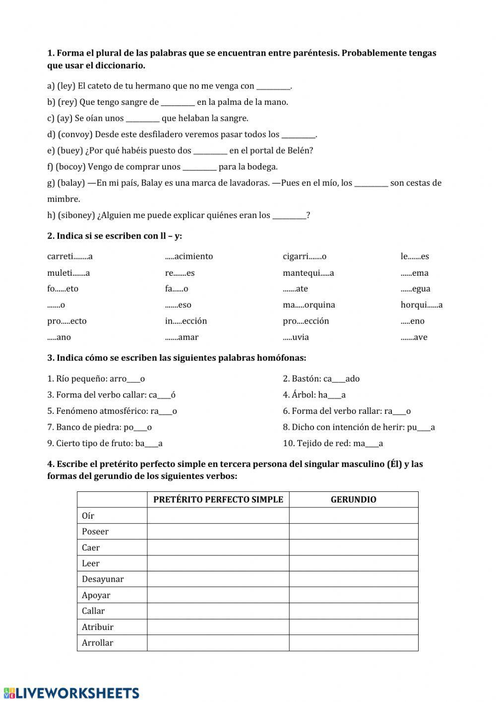 Reglas ortográficas LL - Y