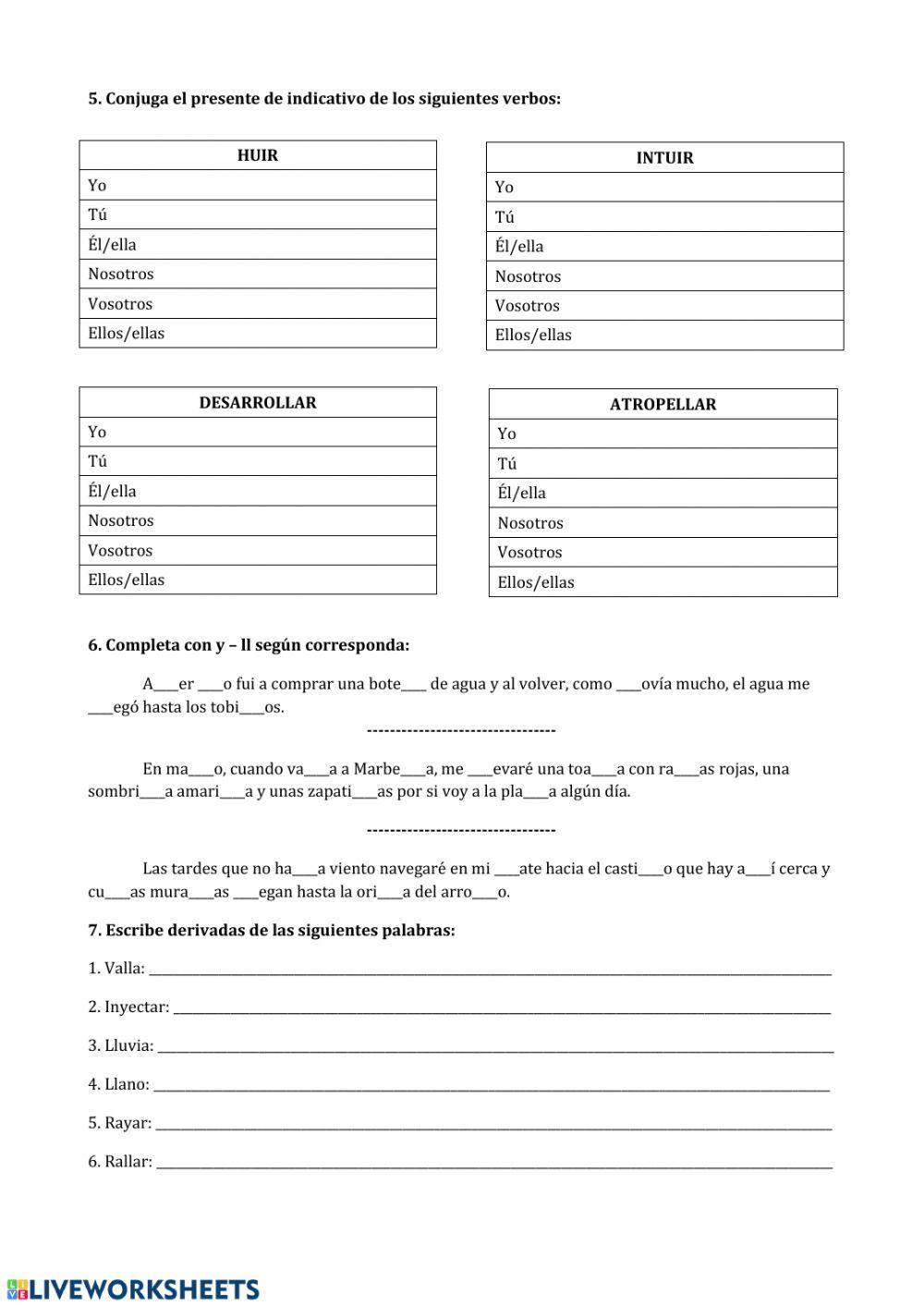 Reglas ortográficas LL - Y