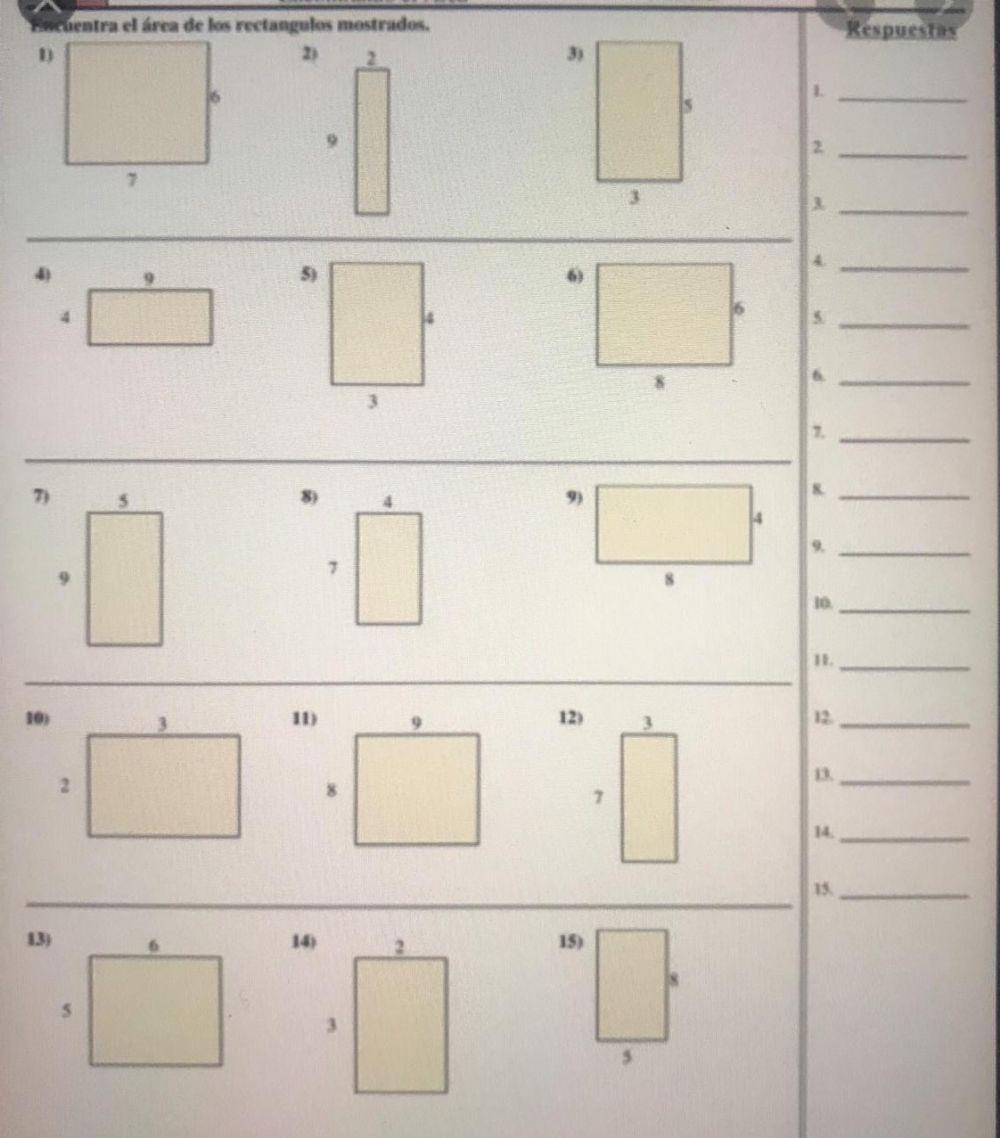Area de rectángulos
