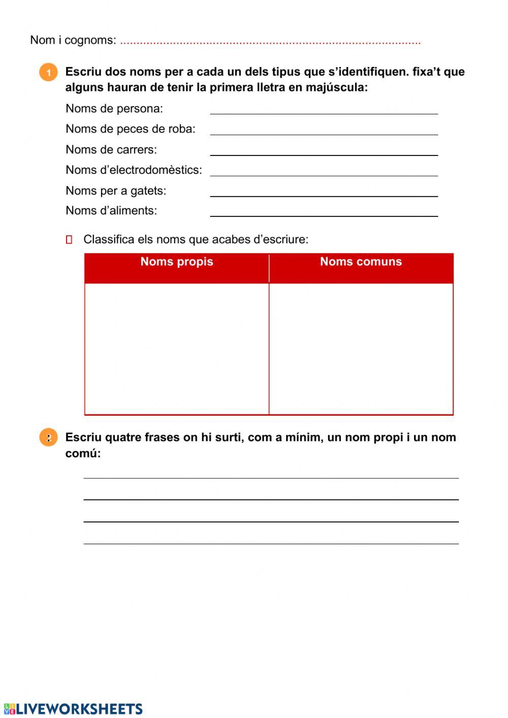 Noms comuns i propis, r forta i fluixa,comparacions