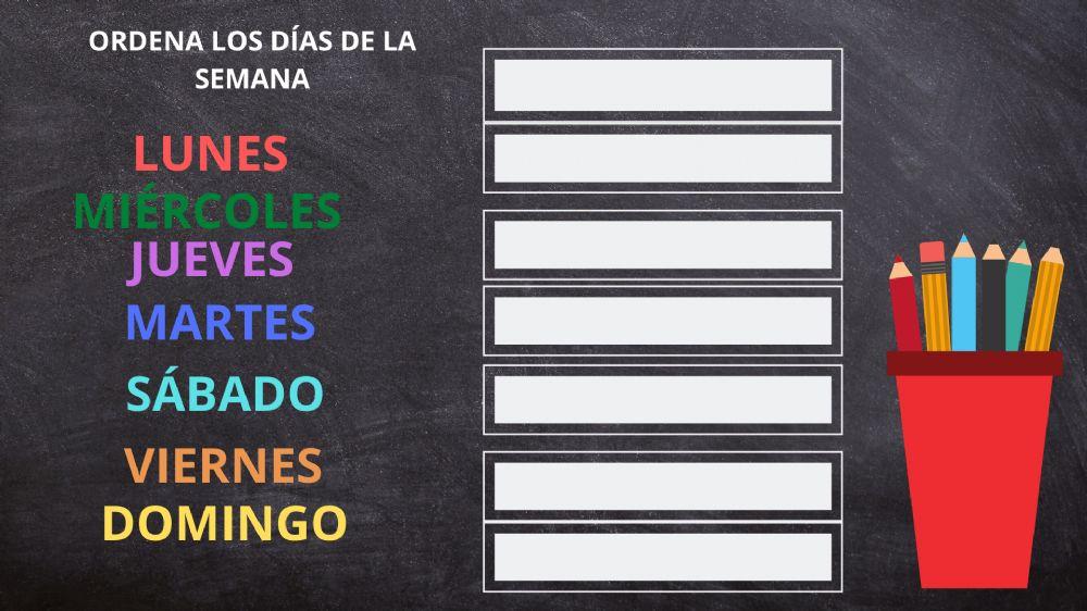 Ordena los días de la semana