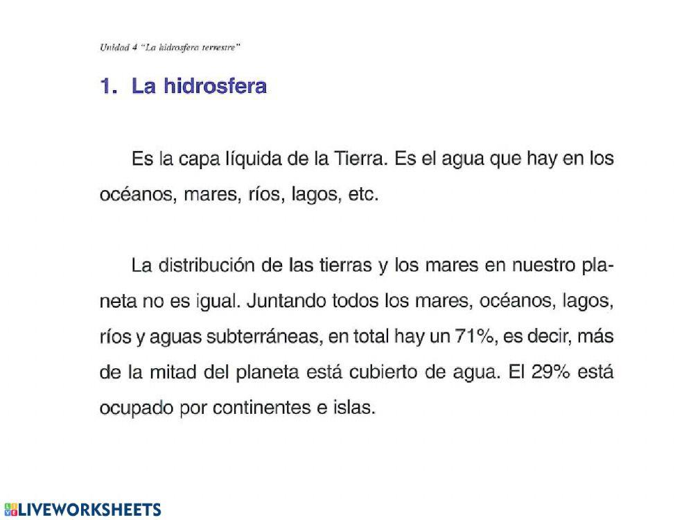 Texto naturales hidrosfera Texto naturales hidrosfera