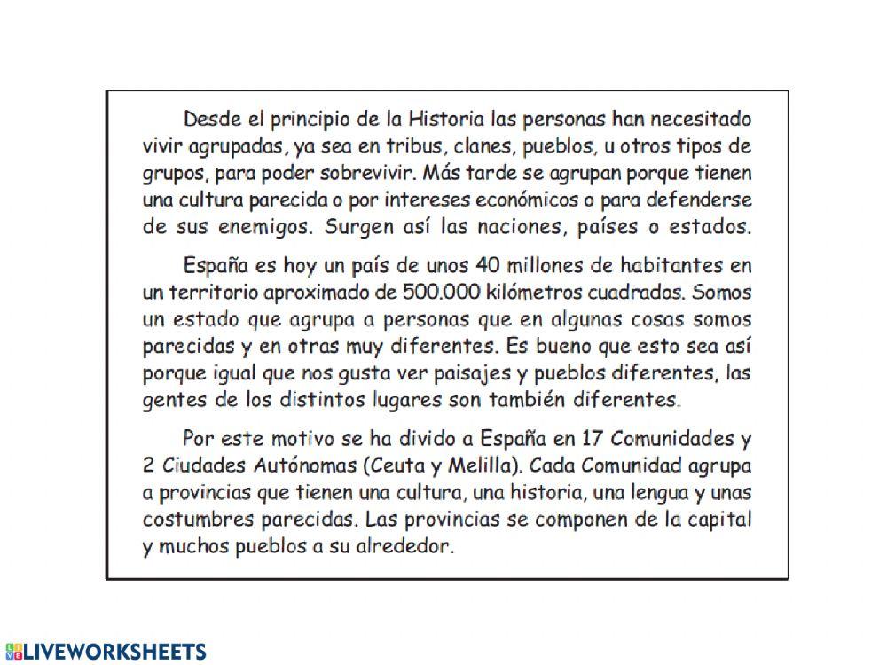 Texto: Las comunidades autónomas Texto: Las comunidades autónomas