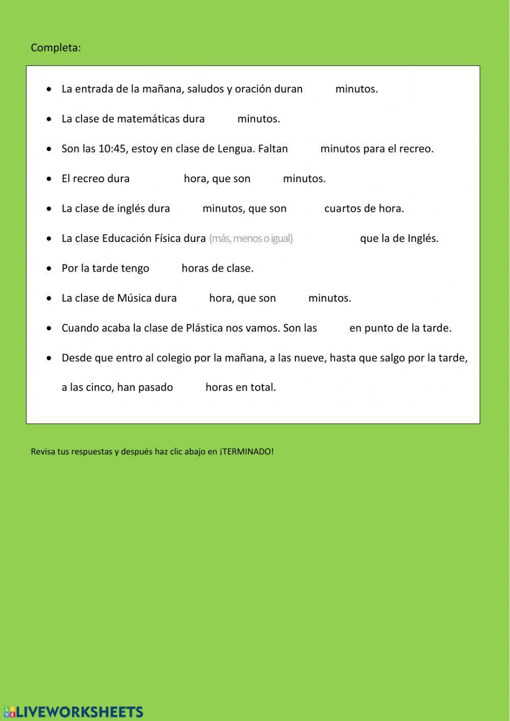 Reloj 2.01 Un día en el colegio