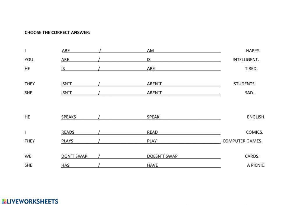Animals, to be and present simple