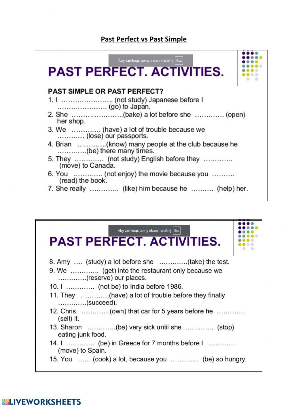 Past Perfect vs Past Simple