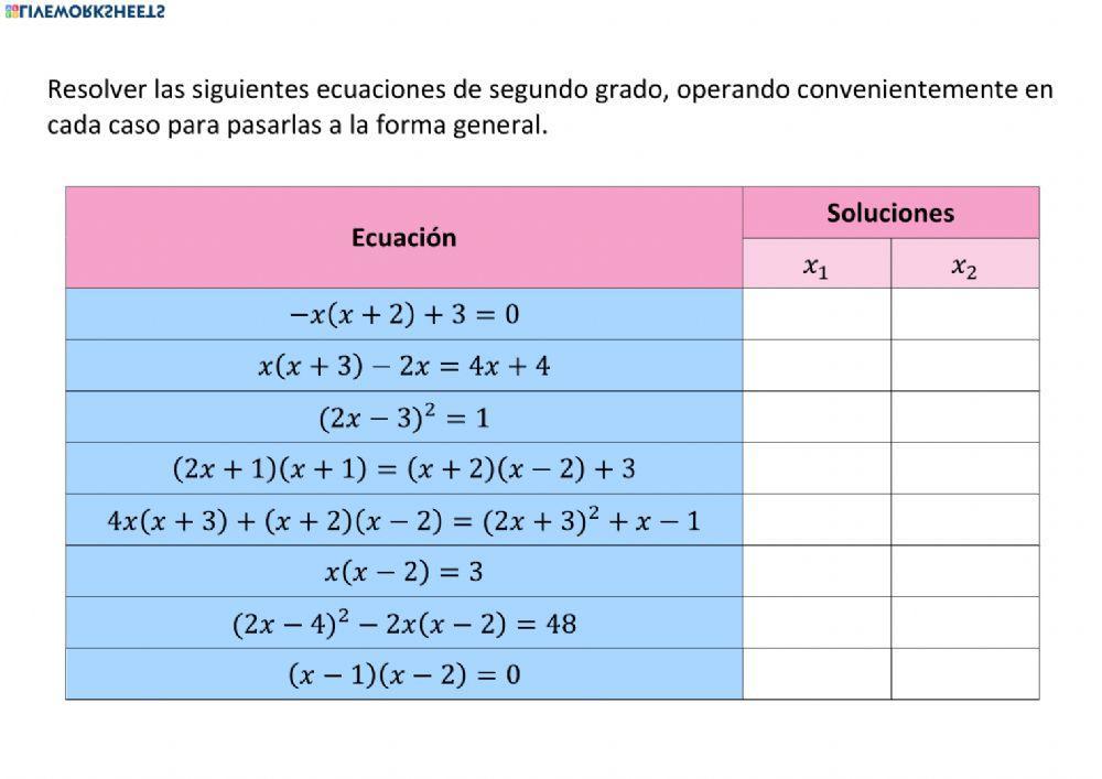 Ecuaciones de segundo grado con paréntesis