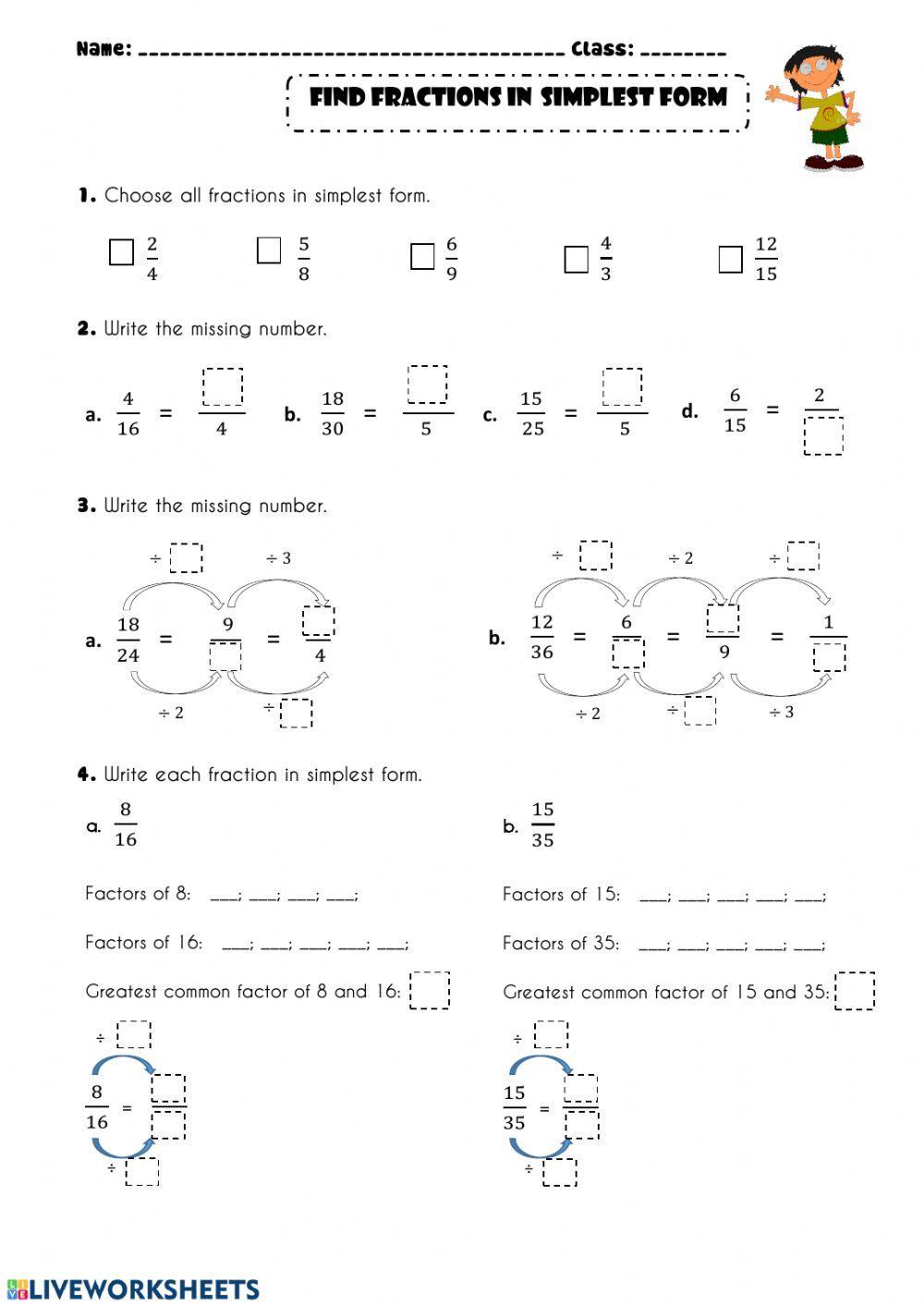 Fractions in simplest form