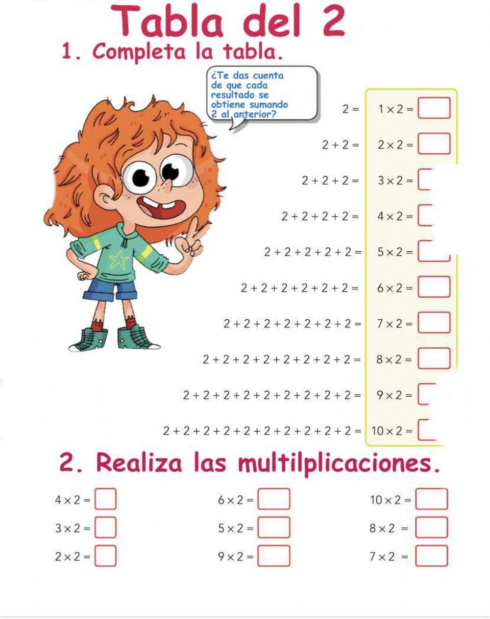 Tabla del 2
