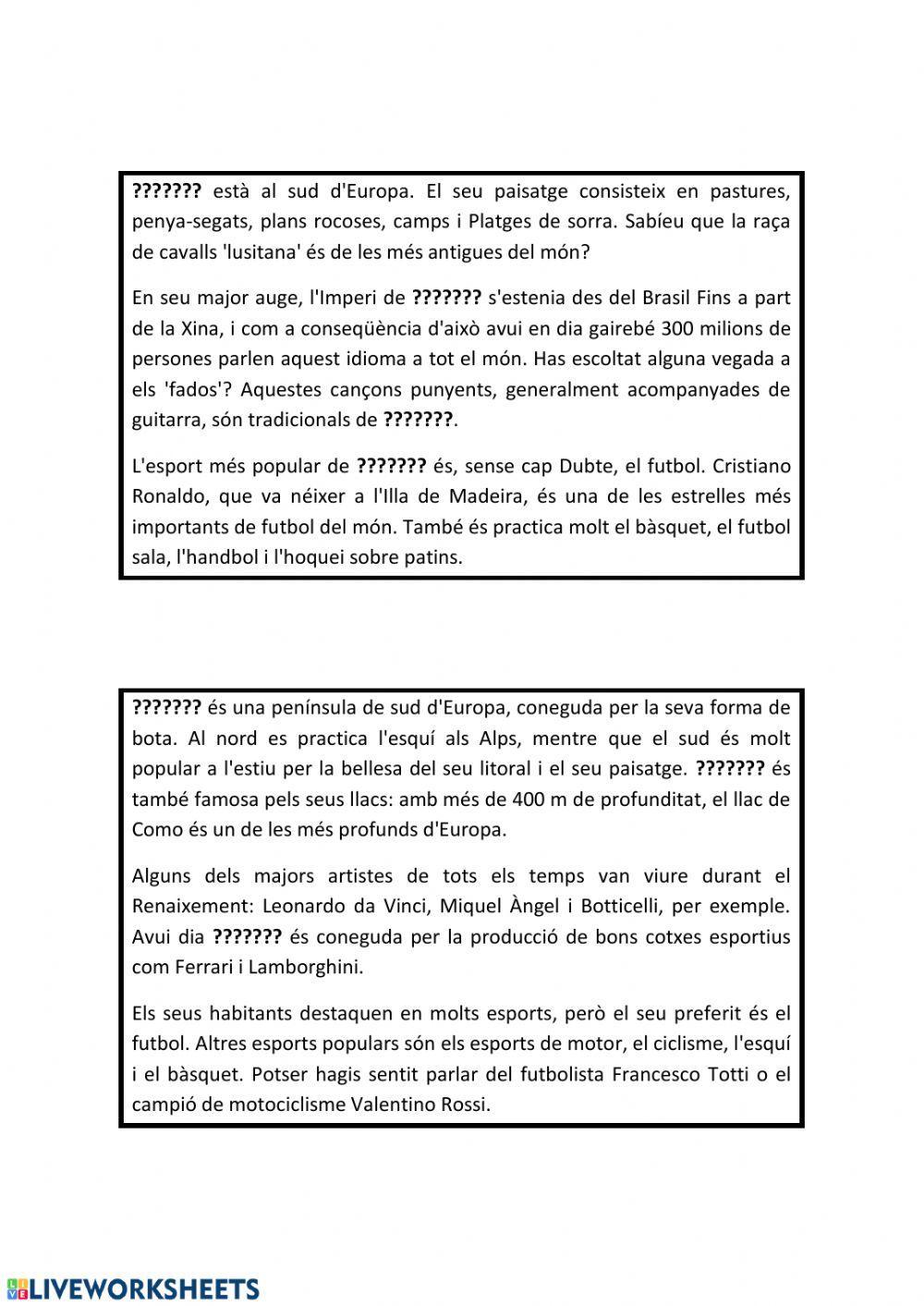 LECTURA CATALÀ PAÏSOS UE