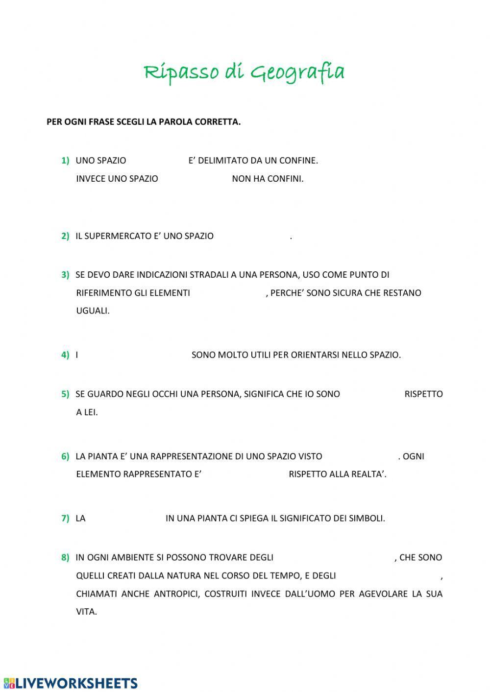 Ripasso di concetti geografici
