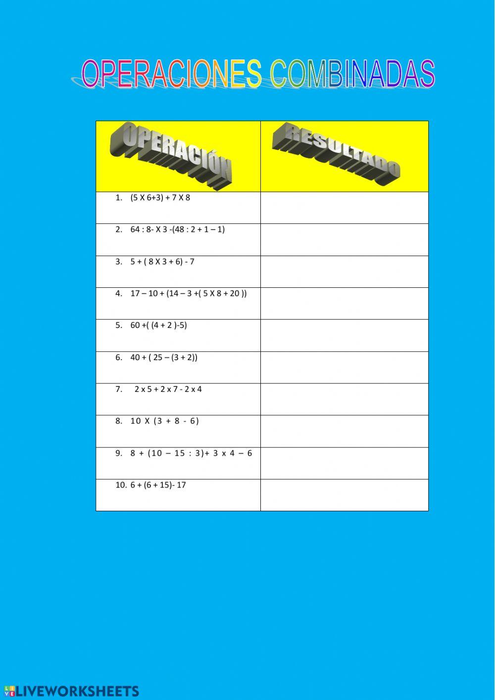 Operaciones combinadas
