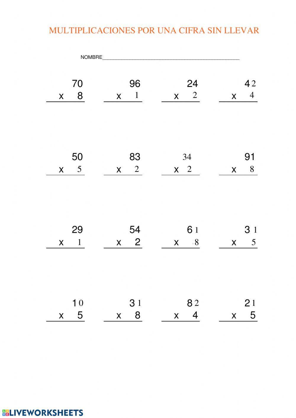 Multiplicaciones por una cifra