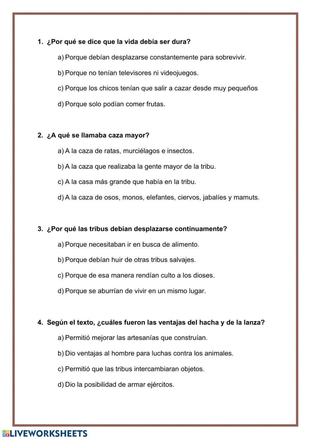 COMPRENSIÓN LECTORA- PREHISTORIA