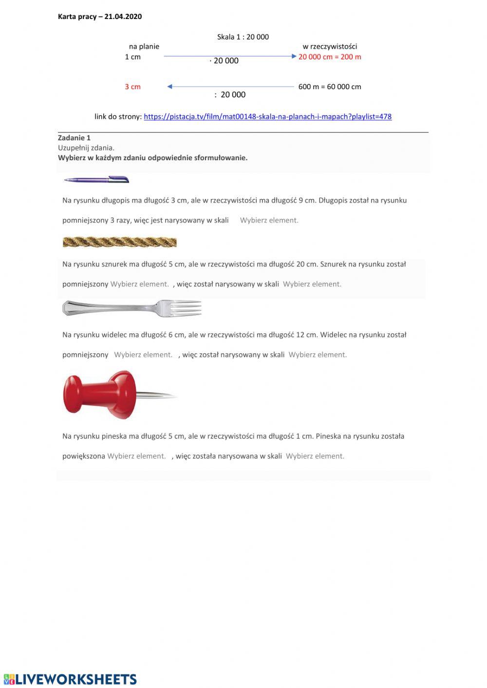 Skala na planach i mapach